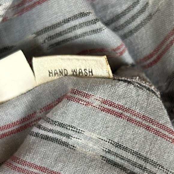 Matta Blue Gray Abstract Print Striped Button Up Tunic Shirt Sz L - Picture 11 of 12